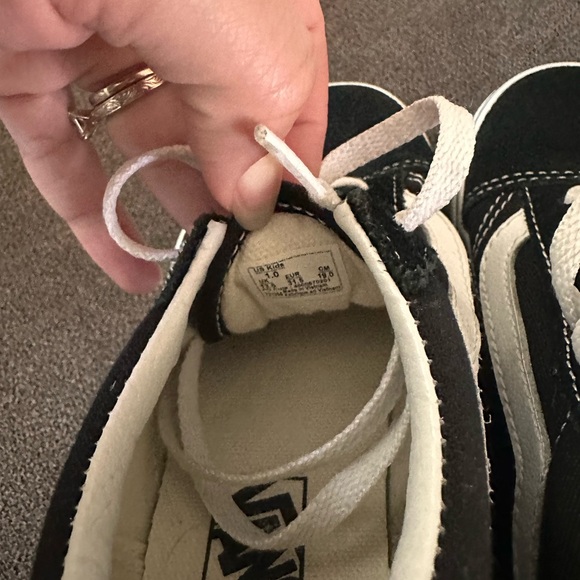 Girls vans size 1 US. Black and white. Worn once. - Picture 9 of 10